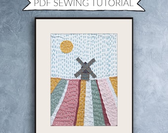 Windmill & Tulips Field - slow stitching instructions (digital download)
