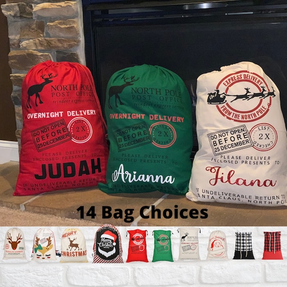 Personalized Santa Sack Custom Santa Sack Christmas Gift Sack Santa Delivery Bag Monogrammed Santa Bag Santa Sack Present FAST SHIPPING Etsy