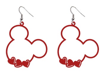 Hearts Mouse Head Boucles d’oreilles Modèles SVG, Valentines 2021 fichier coupé svg pour cricut & eps, png, pdf clipart. Graphique vectoriel TÉLÉCHARGEMENT NUMÉRIQUE !