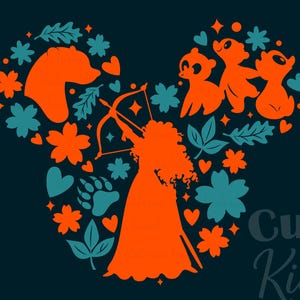 Prinzessin Merida Maus Kopf SVG - Urlaubsreise T-shirt Dekor Schnitt Datei -Vektorgrafik -DIGITAL DOWNLOAD! Kommerzielle Nutzung -Instant Download!