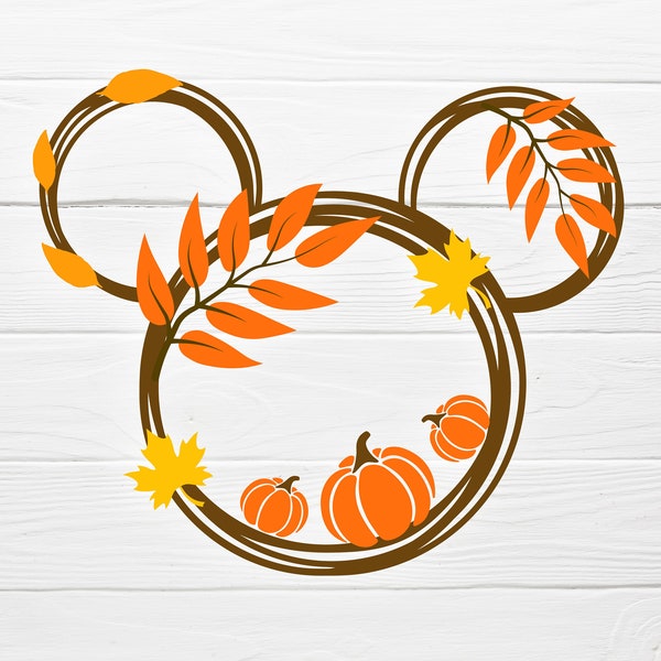 Mouse Head Pumpkin Fall SVG for T-shirts - Thanksgiving svg cut file for cricut & png, eps, pdf clipart printable. Vector DIGITAL DOWNLOAD!