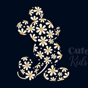 Madeliefjes muis silhouet SVG - kamille bloemen decor gesneden bestanden voor de cricut & eps, ai, png, pdf afdrukbaar. Vectorafbeeldingen DIGITALE DOWNLOAD!