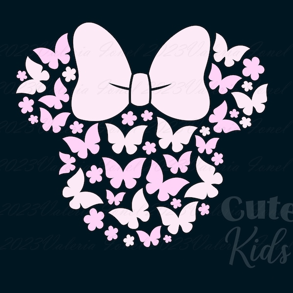 Butterflies Bow Mouse Head SVG – Summer Decor svg cut files for cricut & png, ai, eps, pdf clipart. Vector graphics DIGITAL DOWNLOAD!