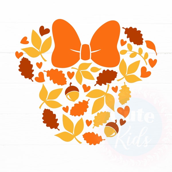 Fall Leaves Mouse Head SVG – Autumn T-shirt Decor svg cut files for cricut & eps, ai, png, pdf printable. Vector graphic DIGITAL DOWNLOAD!!!