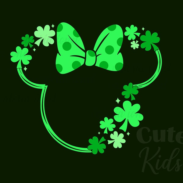 Clover Wreath Mouse Bow SVG – St Patrick's Day Decor cut files for Cricut & eps, ai, png, pdf printable. Vector graphics DIGITAL DOWNLOAD!!!