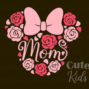Mouse Head Rose bloemen - Moederdag bloemen decor SVG-bestand knippen voor cricut & eps, ai, png, pdf afdrukbaar. Vectorafbeeldingen DIGITALE DOWNLOAD!