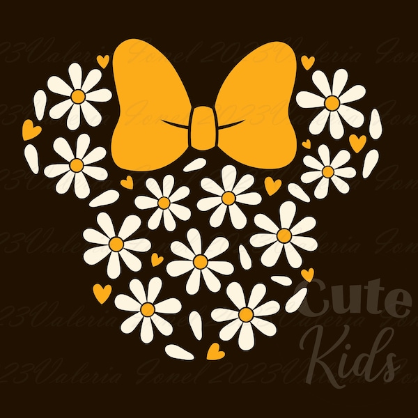 Chamomile flowers Mouse Head SVG - Daisies Decor svg cut files for cricut & eps, ai, png, pdf printable. Vector graphics DIGITAL DOWNLOAD!!!