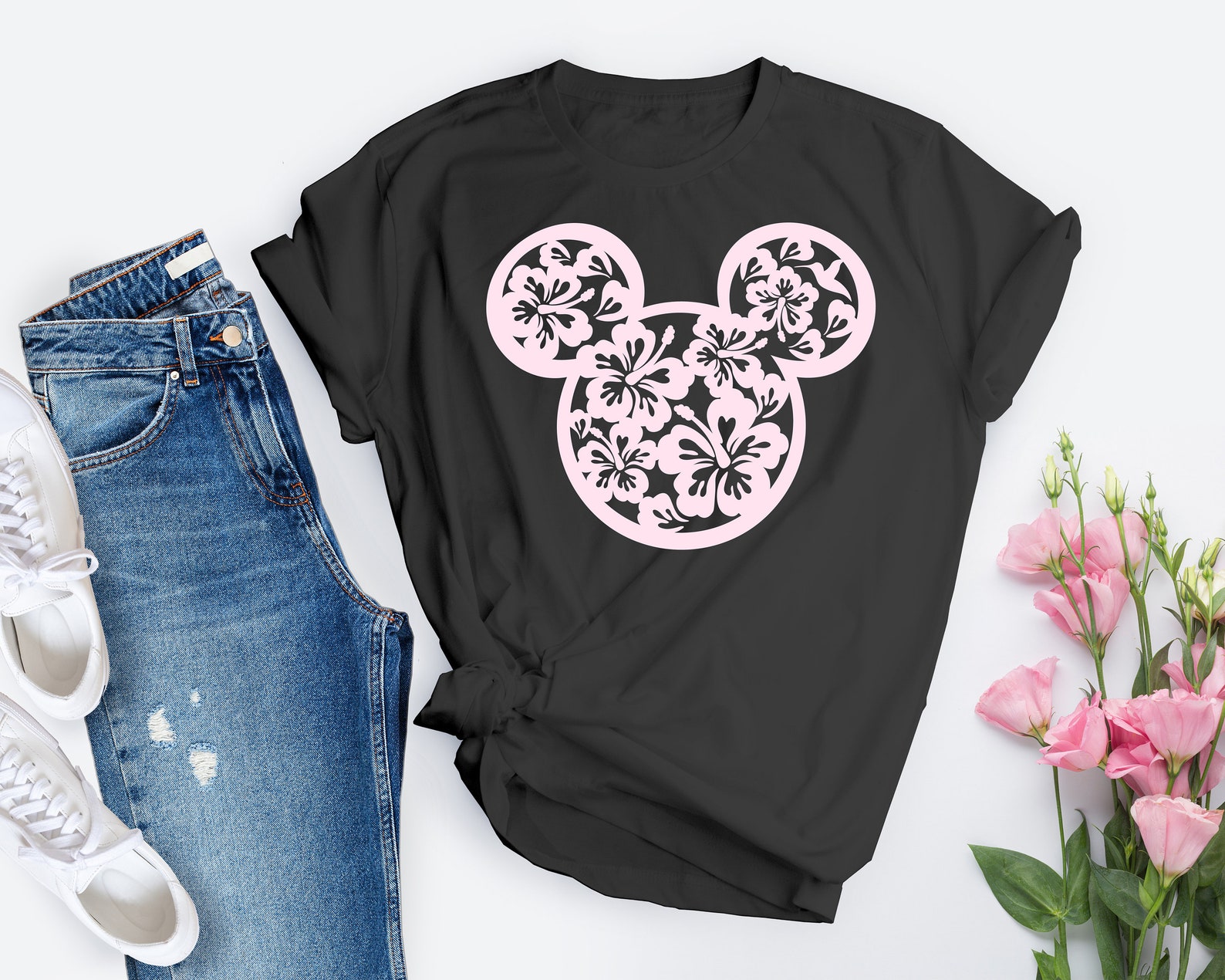 Download Mickey Head Flowers SVG for t-shirts Disney floral svg cut | Etsy