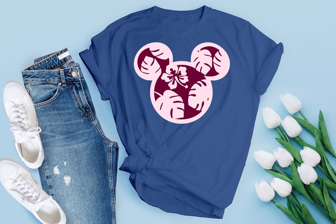 Download Tropical Leaves wreath T-shirts Mickey Head SVG cut files | Etsy