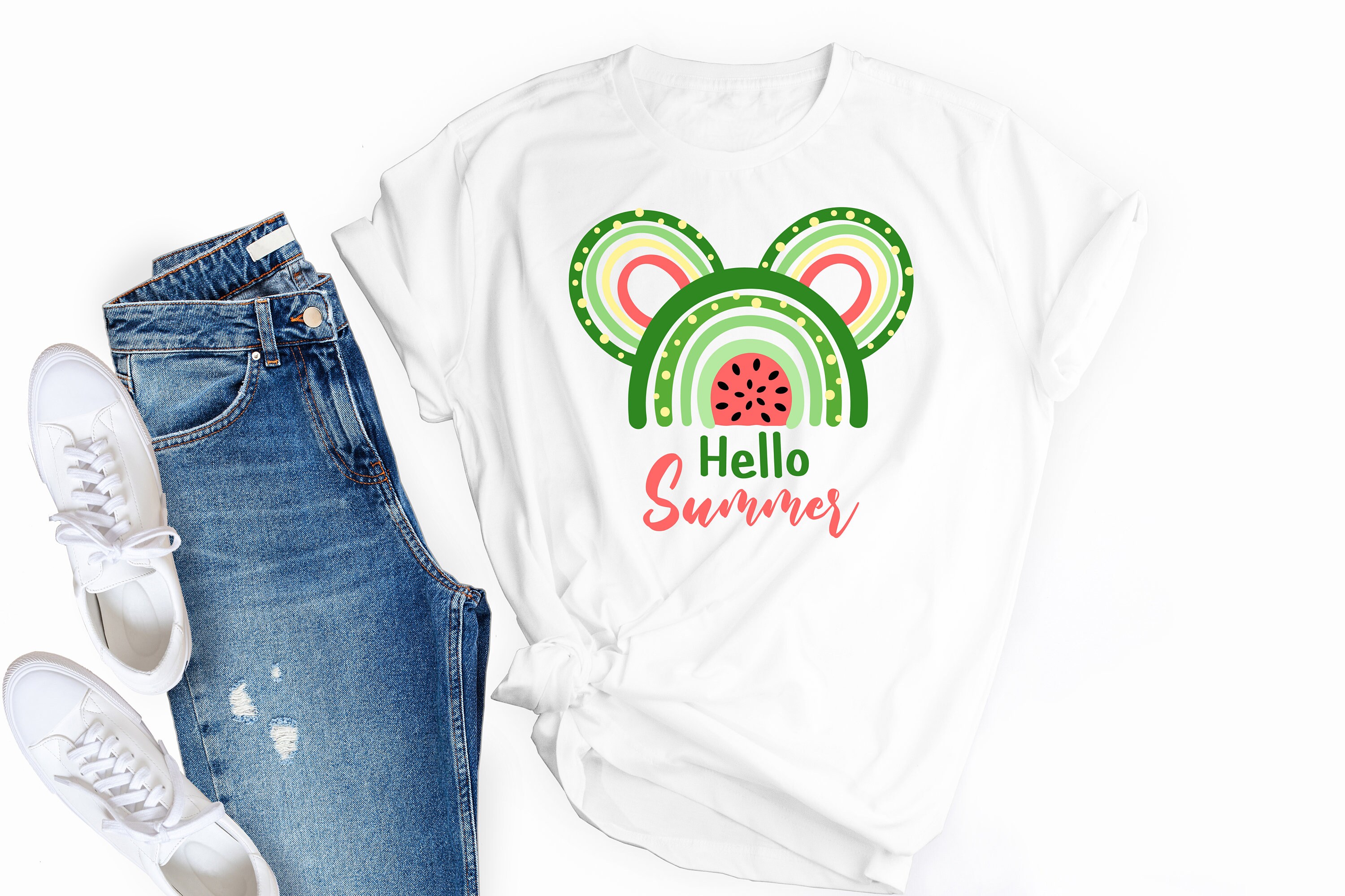 Download Mickey Watermelon Rainbow T-shirts SVG Hello Summer svg cut | Etsy