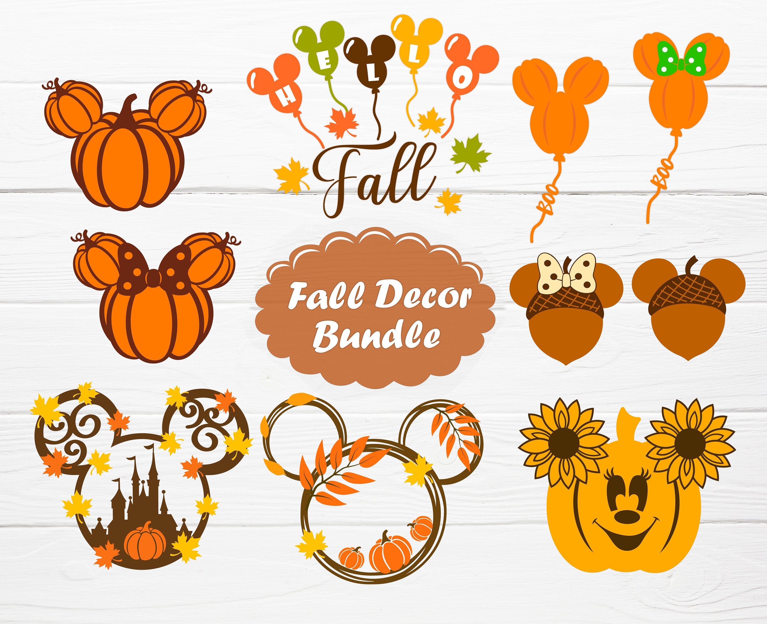 Mouse Ears Thanksgiving 2021 - Fall Decor BUNDLE of 10 svg cut files …
