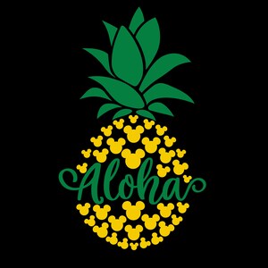 Mouse Heads Pineapple SVG – Tropical Fruit with Aloha lettering svg cut file for cricut & eps, png, pdf printable. Vector DIGITAL DOWNLOAD!