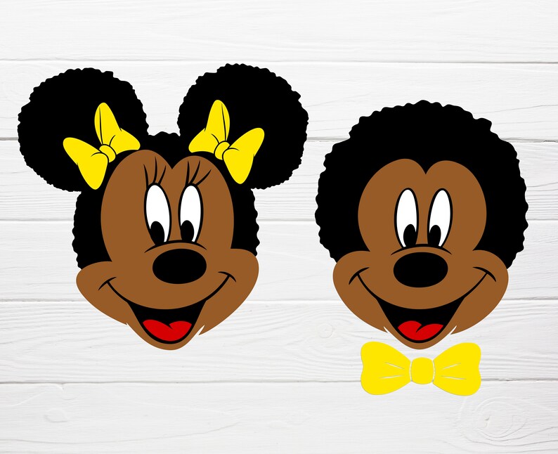 Download Disney Afro Minnie and Mickey faces SVG for t-shirts svg cut | Etsy