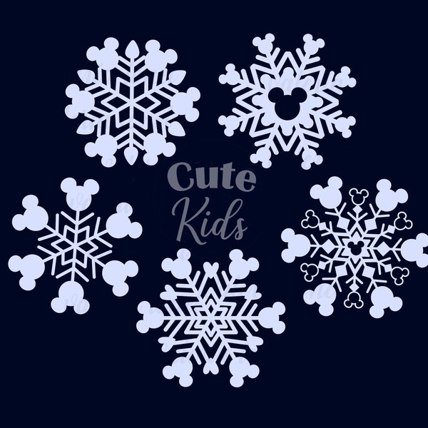 Mouse Heads Snowflakes - Christmas Decor svg cut files for cricut & eps, ai, png, pdf clipart. Vector graphics DIGITAL DOWNLOAD!