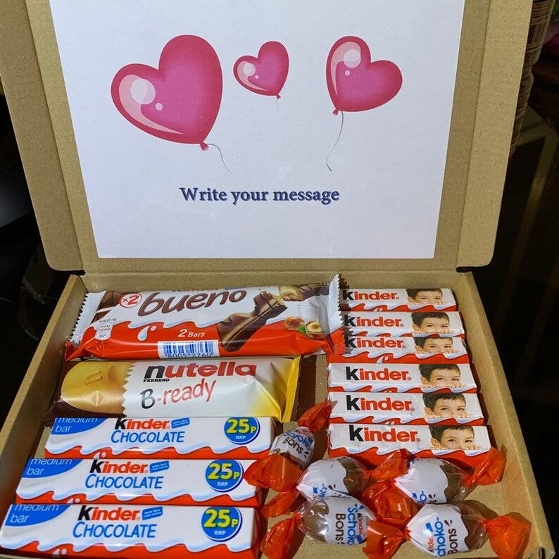 Letter Box Kinder Gift box selection chocolate hamper miss you Etsy