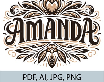 Amanda name, Amanda tattoo, Amanda vintage, Amanda illustration