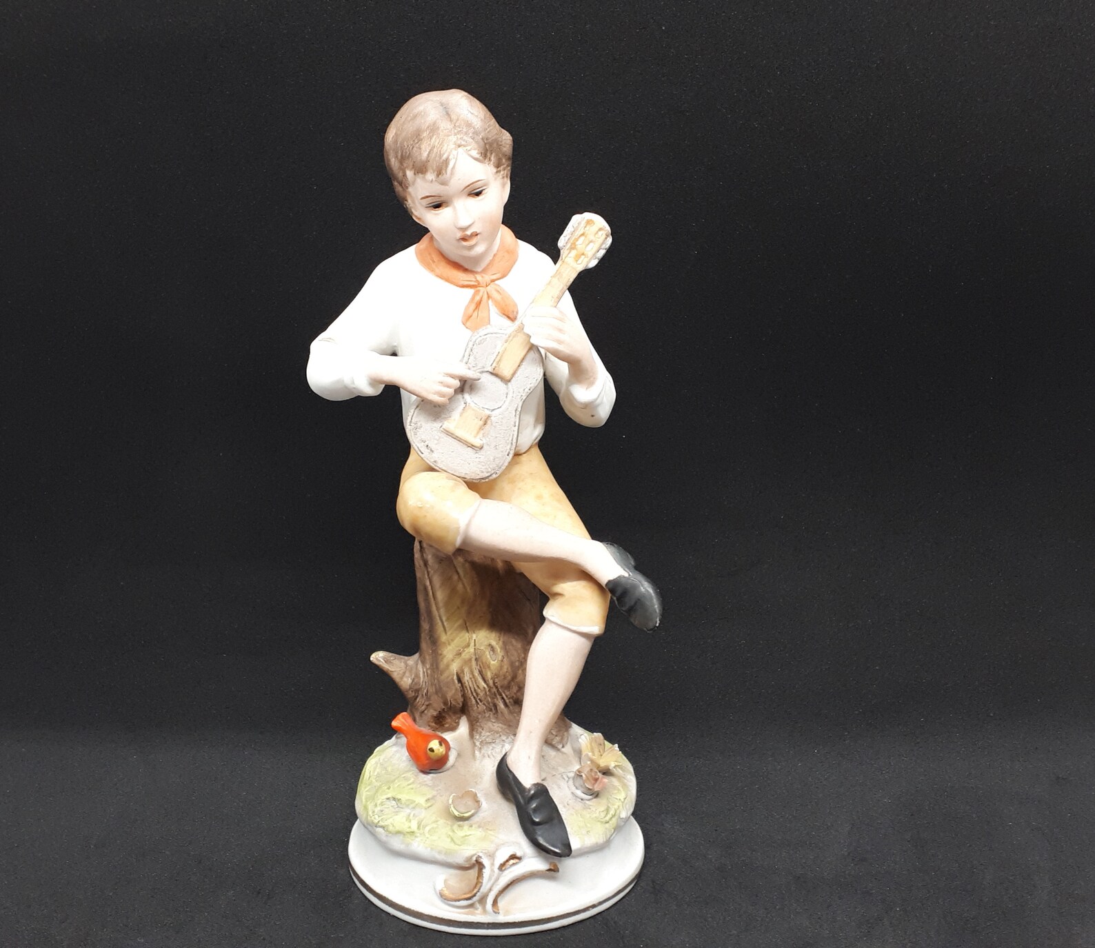 Vintage Italian Porcelain Figurine Capodimonte Boy with Guitar Etsy