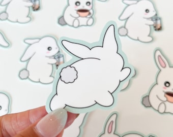 Sticker Bunny Butt: waterdichte, matte vinyl sticker konijn