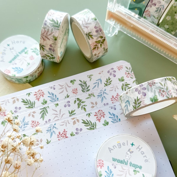 Foliage Washi Tape | Botanical Leaves Pretty Journal Washi Tapes Cute Japanese Washi Masking Tape Flower Branches Sticker Tape Planner Deco