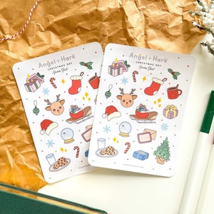 Stickervel kerstdag | Leuke kerststickers vakantie kerstman slee rendier cadeau cadeau presenteert feestelijke Bullet Journal planner winter schittering
