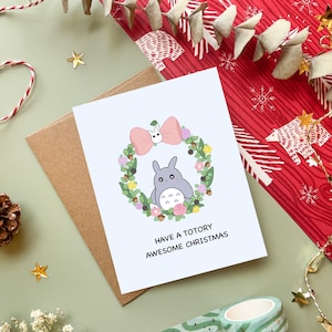 Passez un super Noël à Totory | Anime japonais mignon, mon voisin, vacances de Noël, jeu de mots drôle, carte de voeux, cadeau de Noël, cartes d'animaux kawaii