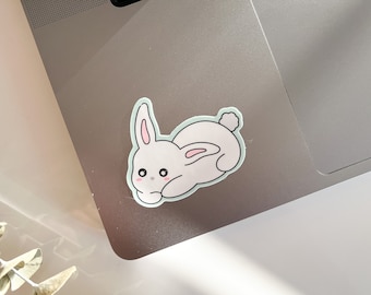 Cuddle Bunny Waterproof Sticker | Matte Vinyl Die Cut Sticker Cute Cuddly Snuggle Rabbit Durable Water Bottle Stickers | Angel + Hare