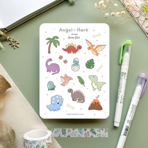 Dino Sticker Bogen | Dinosaurier Aufkleber Jurassic Süsser T-Rex Kawaii Dino Sticker Journal Mini Deko Tier Scrapbooking Planer Aufkleber