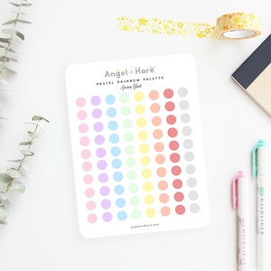 Rainbow Palette Sticker Sheet | 80 pc Pastel Deco Dot Colour Coding Circle Stickers Pretty Journal Planner Mini Organizing Agenda Stickers