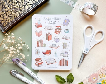 Book Club Sticker Sheet | Cozy Bookworm Journal Stickers Reading Planner Stationery Books