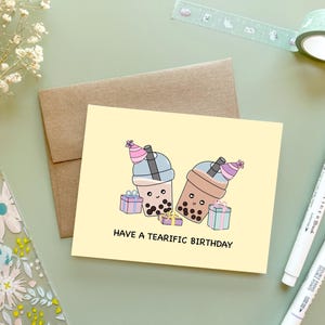 Passez un joyeux anniversaire | Super carte d'anniversaire Bubble Tea Celebration Fête d'anniversaire Boba Drink Mignon Punny Birthday Bday Cadeau de fête amusant