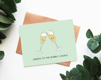 Cheers To The Bubbly Couple | Wedding Card Anniversary Engagement Gift Champagne Toast New Baby Housewarming Celebration | Angel + Hare