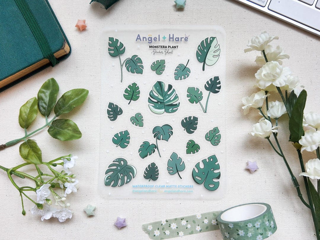 Monstera | Waterproof Clear Sticker Sheet Aesthetic Plant Journal Mini ...