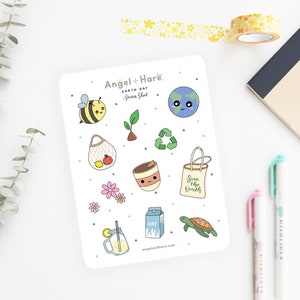 Earth Day Aufkleber Blatt | Eco Planner Journal Aufkleber Umwelt Klima Änderung Planer Aufkleber Scrapbooking Mini Deco Kawaii