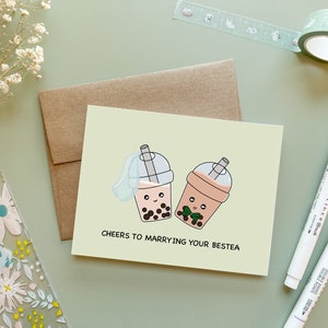 Ein Prost auf Ihre Bestea zu heiraten | Bubble Tea Hochzeitskarte Lustig Verlobung Brautparty Geschenk Braut und Bräutigam Boba Karte Asiatische Hochzeit