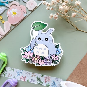 Mein Nachbar wasserdichter Aufkleber | Süßer Blumen Anime Tier Blumen Natur Outdoor Vinyl Aufkleber Kawaii Japan Anime Toro Aufkleber