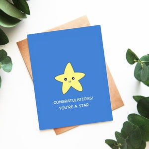 Parabéns! Você é uma estrela | Gold Star Incentivo Novo Trabalho Graduação Prêmio de Realização Universitária Bom Trabalho Bonito Cartão de Congratulações