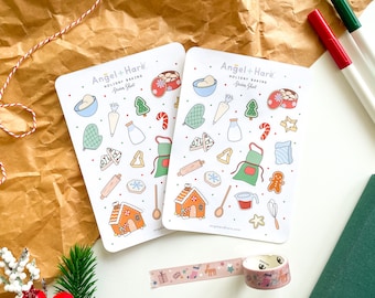 Holiday Baking Sticker Sheet | Christmas Baked Goods Festive Holiday Cookies Gingerbread Winter Stickers For Gifts Planner Bullet Journal