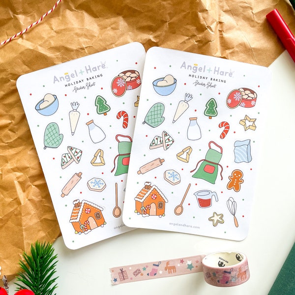 Holiday Baking Sticker Sheet | Christmas Baked Goods Festive Holiday Cookies Gingerbread Winter Stickers For Gifts Planner Bullet Journal
