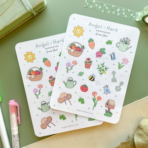 Stickervel tuinieren | Cottagecore-stickers lentetuin kawaii-stickers mooie dagboekplanner mini-deco schattige kleine stickers