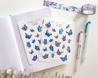 Butterfly Sticker Sheet: Frosted Matte, Blue & Purple Stickers
