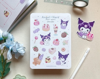 Sweet Treats Sticker Sheet | Desserts Bakery Strawberry Cake Cafe Journaling Stickers Mini Deco Cute Kuro Kawaii Sheet Stickers