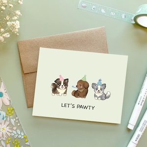 Let&#39;s Pawty | Birthday Card Dog Party Celebration Card Puppy Birthday Dog Lover Happy Birthday Party Wedding Bach Party