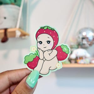 Strawberry Sonny Angel Sticker | Waterproof Fruit Series Blind Box Figurine Baby Collectable Sticker