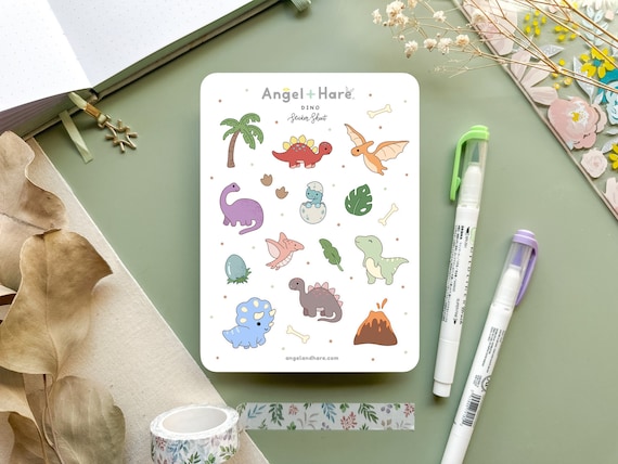 Dino Sticker Sheet | Dinosaur Stickers Jurassic Cute T-Rex Kawaii Dino Sticker Journal Mini Deco Animal Scrapbooking Planner Stickers