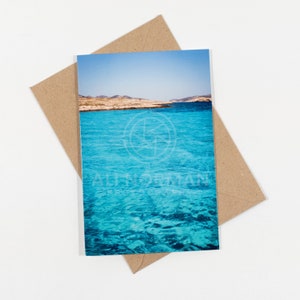 Paros, Grecia - Splendido mare blu / 10 biglietti vuoti con buste artigianali marroni / Immagini di viaggio / Biglietti di auguri vuoti / Cancelleria fotografica