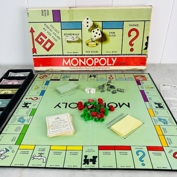 1961年製ヴィンテージモノポリーボードゲーム、パーカーブラザーズ