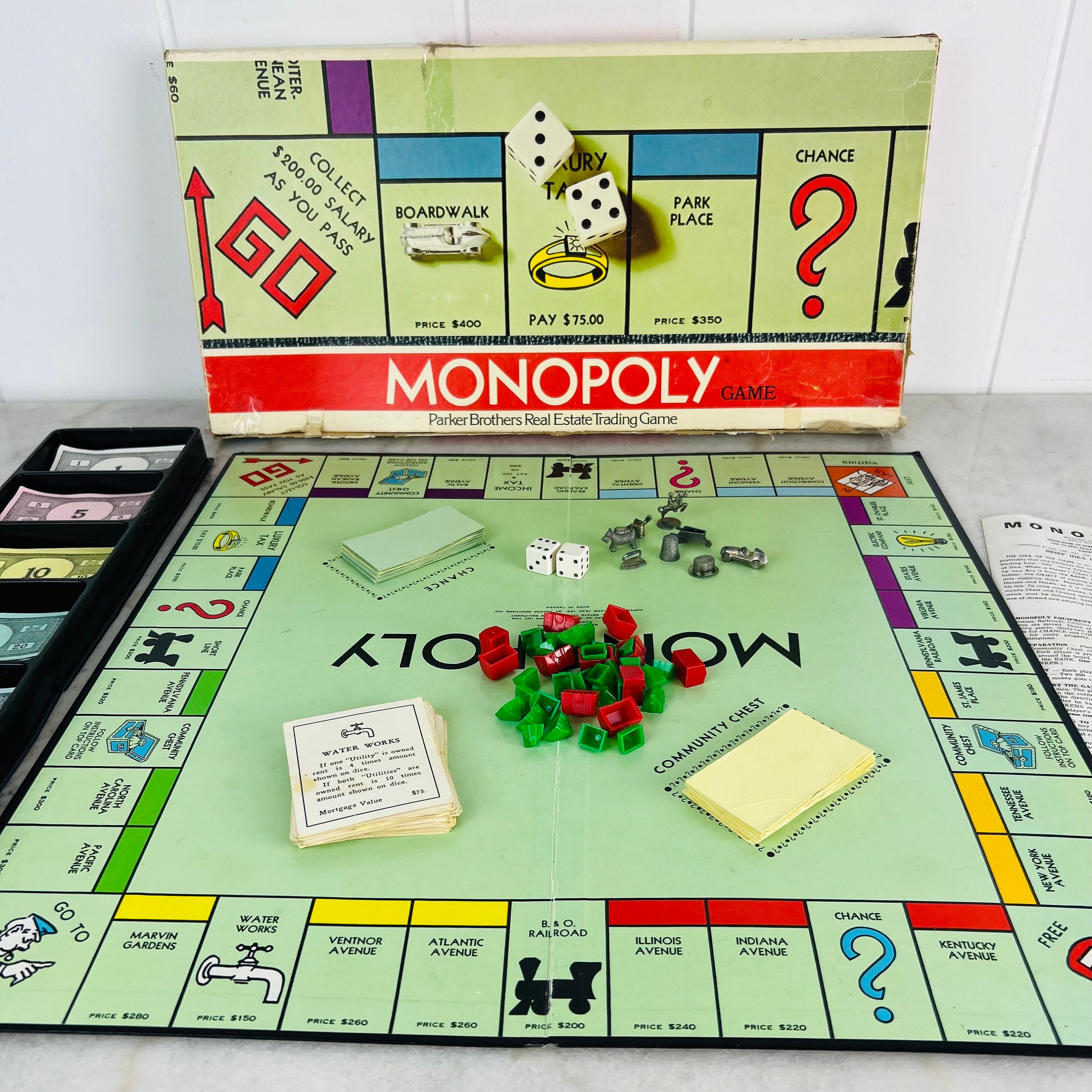 希少　モノポリー　米国版　ボードゲーム　木箱入り　パーカーブラザーズ 1961年製ヴィンテージモノポリーボードゲーム、パーカーブラザーズ
