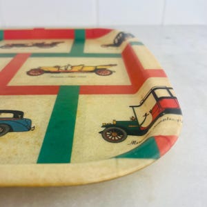 Large Vintage Motor Car Tray Serving Tray Resin Fibreglass 11 vintage cars for drinks, food or wall decor circa 1960s or &#39;70s rec room decor