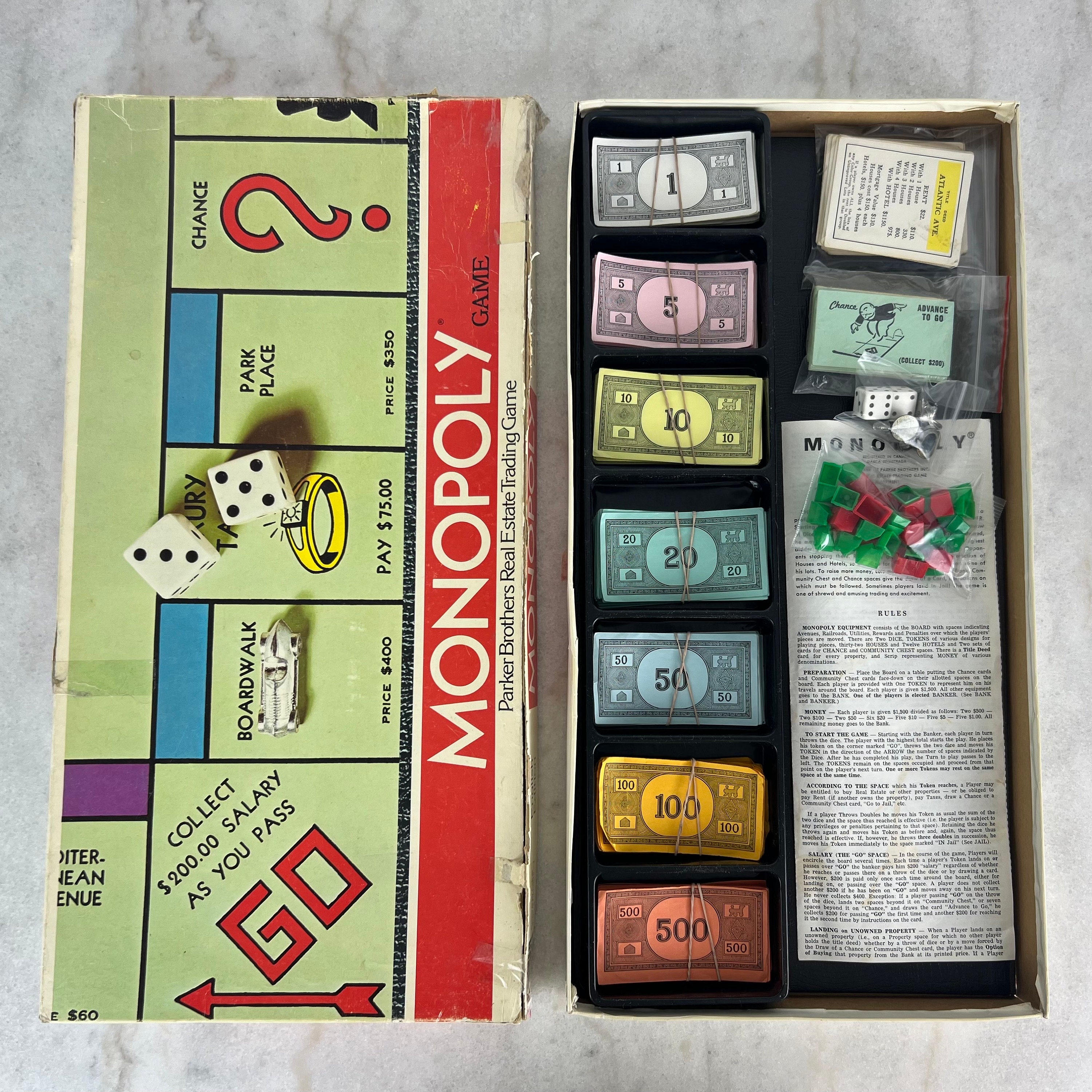 1961年製ヴィンテージモノポリーボードゲーム、パーカーブラザーズ
