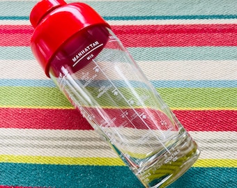 Vintage Cocktail Shaker, Mid Century Recipes, Red Plastic Lid, Made Italy Barware